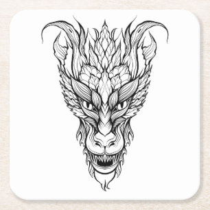 Leaf Dragon Square Paper Coaster