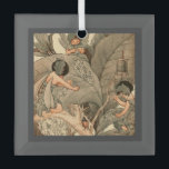 Leaf Faeries Mending Leaves Glass Tree Decoration<br><div class="desc">fairyland vintage painting of cute and sweet little fairies with leaf hats and leaf dresses mending large green leaves with needle and thread in the company of a ladybird who is watching the fairies mend the tree leaves. decorative vintage watercolor painting of industrious fairies working together at mending large green...</div>