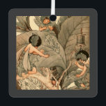 Leaf Faeries Mending Leaves Metal Tree Decoration<br><div class="desc">fairyland vintage painting of cute and sweet little fairies with leaf hats and leaf dresses mending large green leaves with needle and thread in the company of a ladybird who is watching the fairies mend the tree leaves. decorative vintage watercolor painting of industrious fairies working together at mending large green...</div>