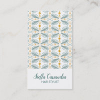 Leaf Feather Modern Tile Pattern Green Gold