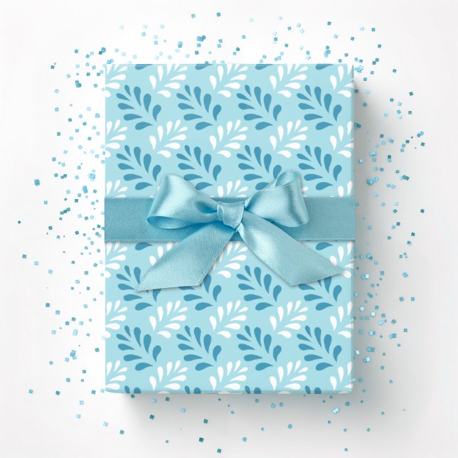 Leaf Flourish Trellis in Aqua Wrapping Paper (Creator Uploaded)