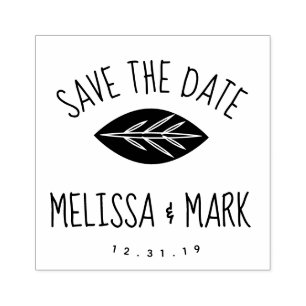 Leaf Fun Lettering Save the Date    Rubber Stamp