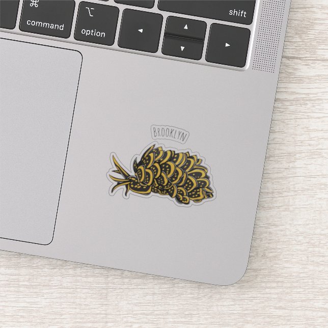 Leaf gilled sea slug cartoon illustration  (Detail)