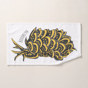 Leaf gilled sea slug cartoon illustration bath towel set