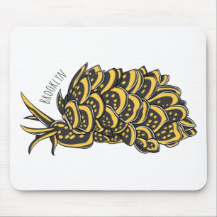 Leaf gilled sea slug cartoon illustration mouse pad