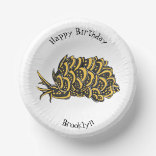 Leaf gilled sea slug cartoon illustration  paper plate