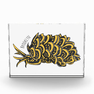 Leaf gilled sea slug cartoon illustration photo block