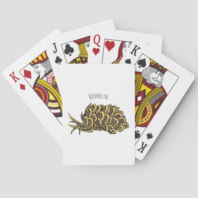 Leaf gilled sea slug cartoon illustration playing cards (Back)