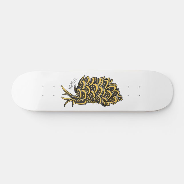 Leaf gilled sea slug cartoon illustration  skateboard (Horz)