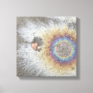 Leaf Heart and Rainbow canvas art