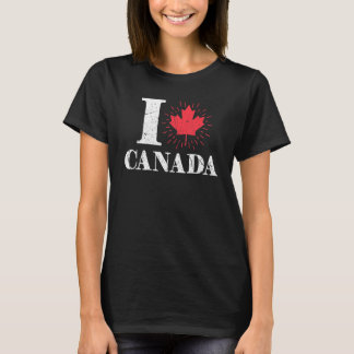 Leaf Heart Canada Day Maple Leaf Proud Canadian Lo T-Shirt