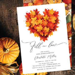 Leaf Heart Fall In Love Bridal Shower Invitation