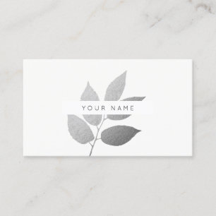 Leaf Laurel Eco Botanic Silver Grey White Business Card