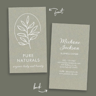 Leaf Logo Modern Botanical Simple Natural Green Business Card