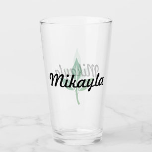 Leaf Logo with Name Glass