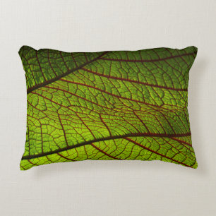 Leaf macro veins leaf veins green decorative cushion