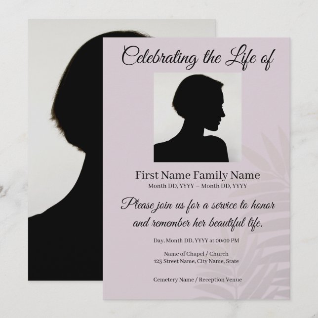 Leaf memorial invitation (Front/Back)