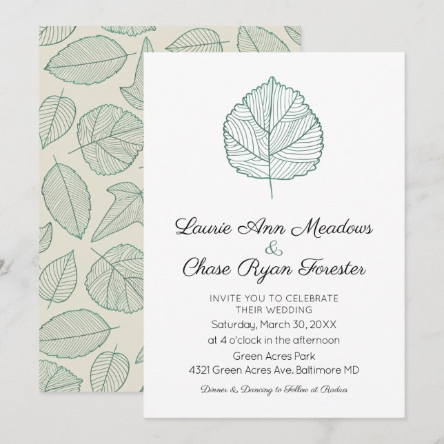 Leaf Minimal Fall Wedding Invitation (Front/Back)