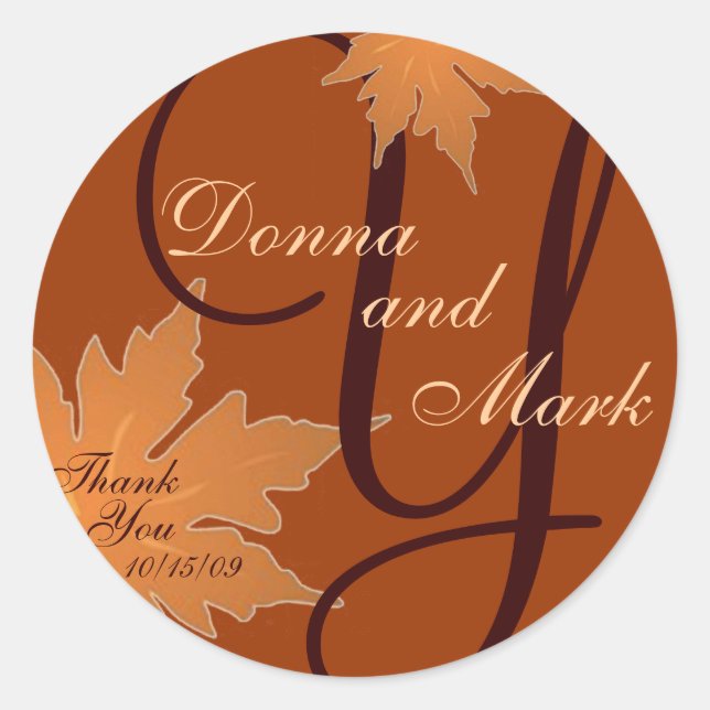Leaf Monogram Sticker for Invitation (Front)
