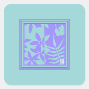Leaf Motif Square Stickers