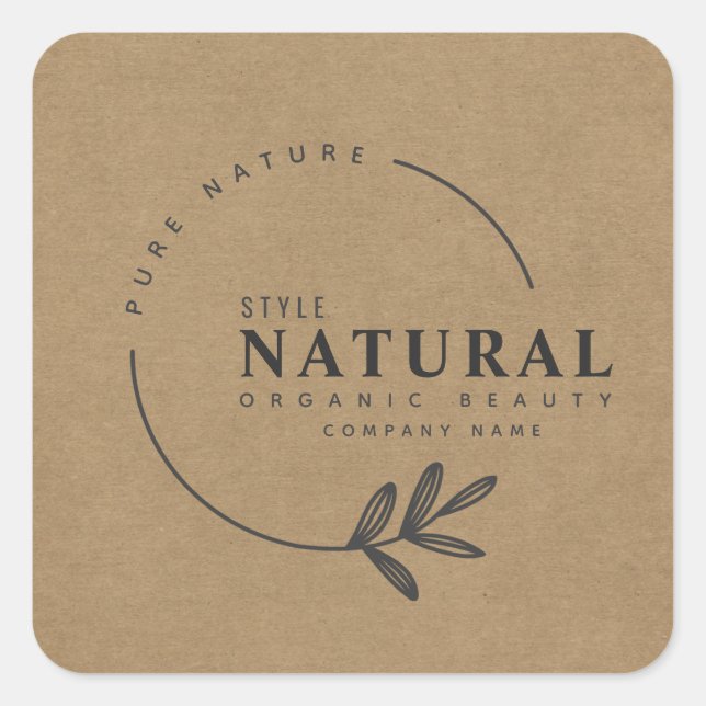 Leaf organic beauty and cosmetics square sticker (Front)