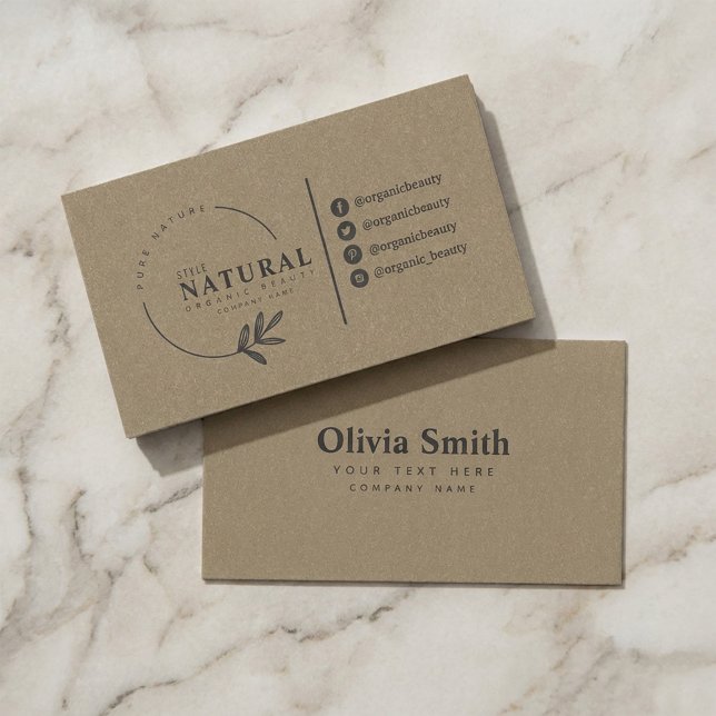 Leaf Organic Beauty Business Card (#OrganicBeauty#NaturalBeautyBrand#EcoFriendlyDesign#SkincareBranding#CleanBeauty#SustainableBra)
