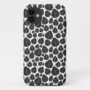 Leaf Pattern 02 - Black on White Case-Mate iPhone Case