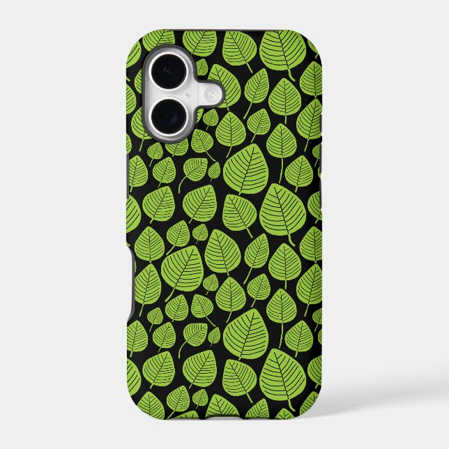 Leaf Pattern 02 - Martian Green on Black (Back)