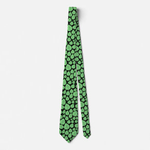 Leaf Pattern 02 - Mint Green on Black Tie
