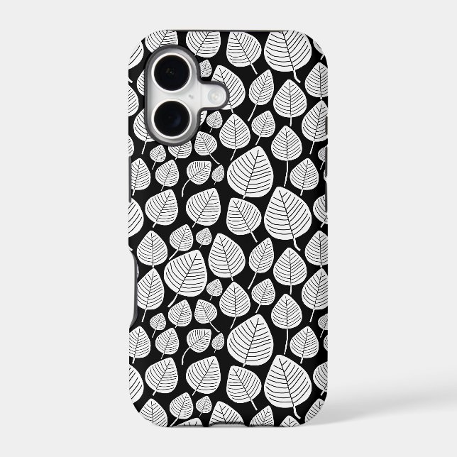 Leaf Pattern 02 - White on Black (Back)