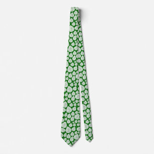 Leaf Pattern 02 - White on Forest Green Tie