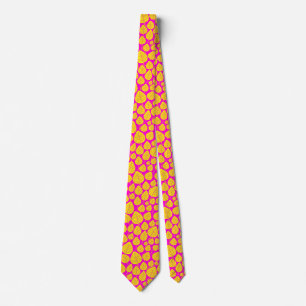 Leaf Pattern 02 - Yellow on Deep Magenta Tie
