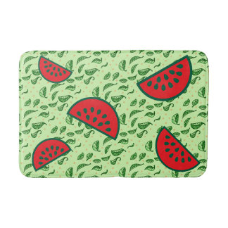 Leaf pattern and Watermelons Bath Mat