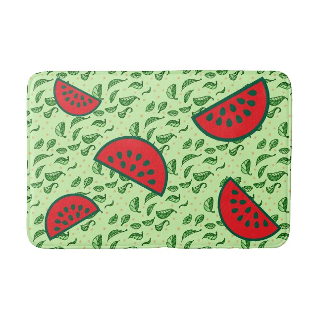 Leaf pattern and Watermelons Bath Mat (Front)