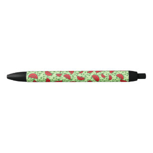 Leaf pattern and Watermelons Black Ink Pen