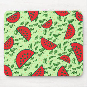 Leaf pattern and Watermelons Mouse Pad