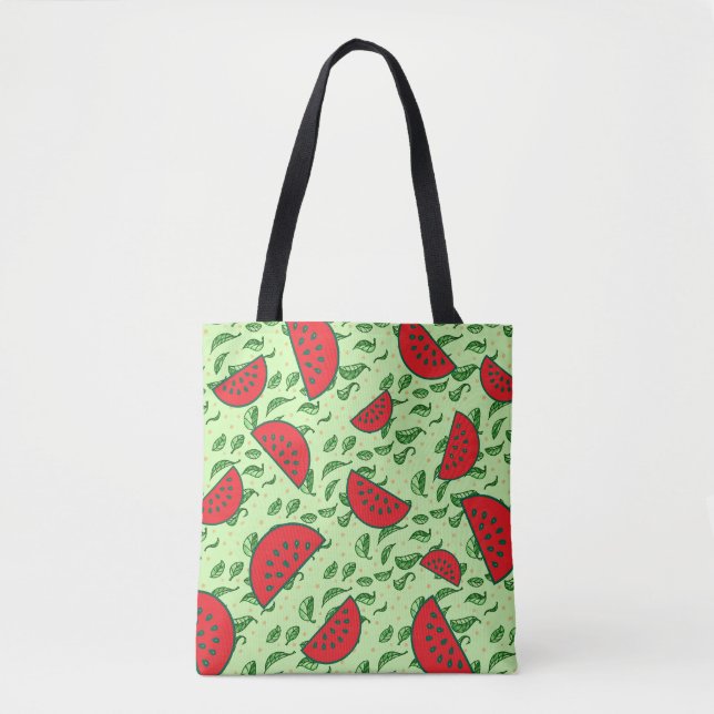 Leaf pattern and Watermelons Tote Bag (Front)