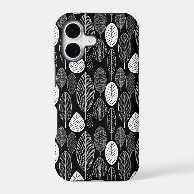 Leaf Pattern - Black on White (Back)