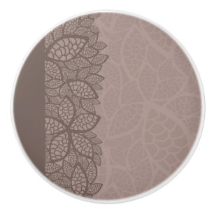 Leaf pattern border and background ceramic knob