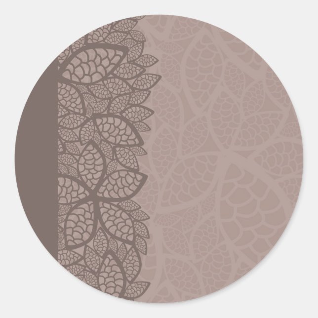 Leaf pattern border and background classic round sticker (Front)