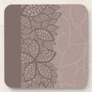 Leaf pattern border and background coaster