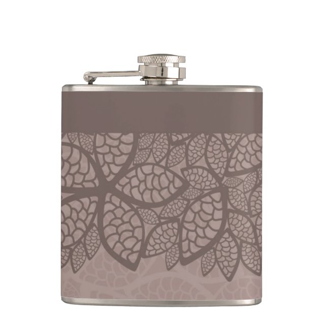 Leaf pattern border and background hip flask (Front)