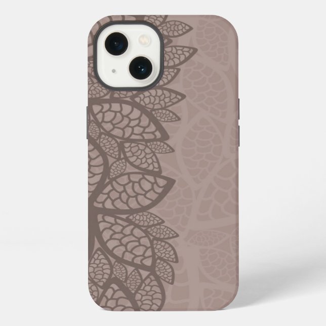 Leaf pattern border and background iPhone case (Back)