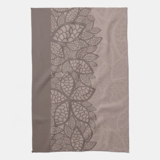 Leaf pattern border and background tea towel (Vertical)