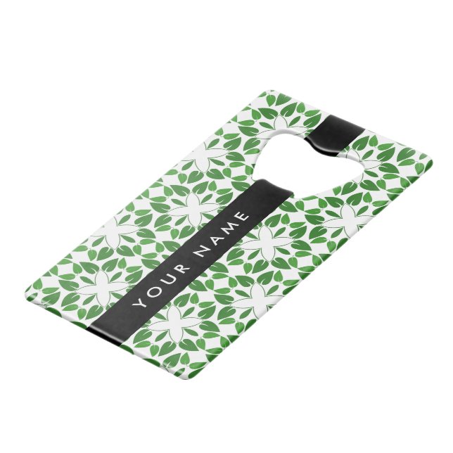 Leaf Pattern, Green Leaves, Your Name (Front Angled)
