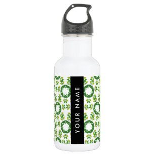 Leaf Pattern, Green Leaves, Your Name 532 Ml Water Bottle