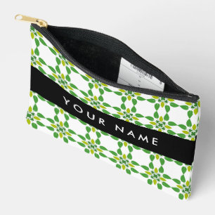 Leaf Pattern, Green Leaves, Your Name Accessory Pouch