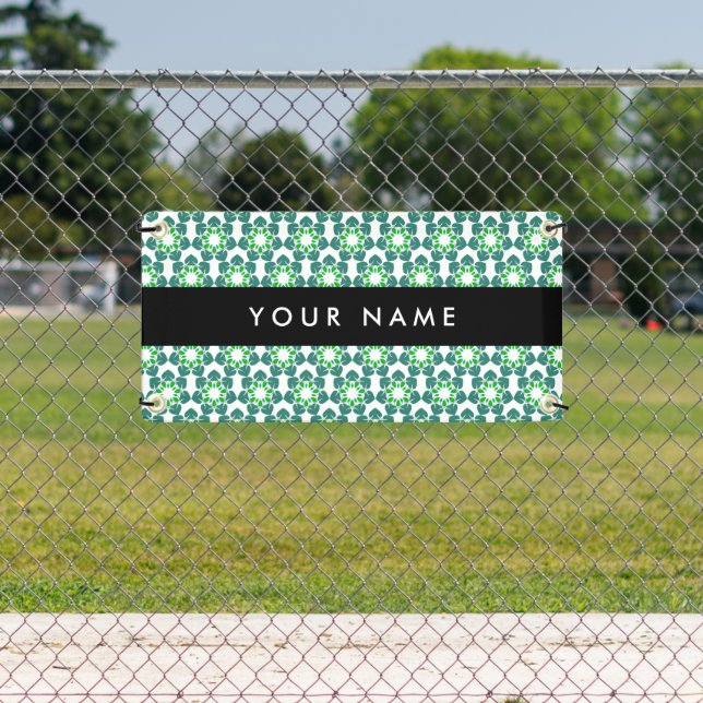 Leaf Pattern, Green Leaves, Your Name Banner (Insitu)
