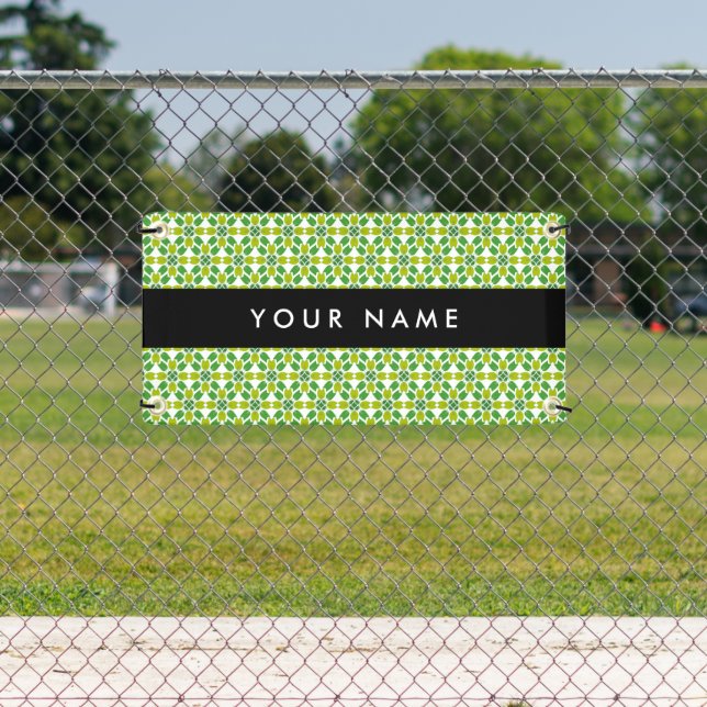 Leaf Pattern, Green Leaves, Your Name Banner (Insitu)