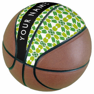 Leaf Pattern, Green Leaves, Your Name Basketball